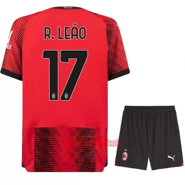 Camisolas AC Milan Rafael Leão 17 Criança Equipamento Principal 23/24