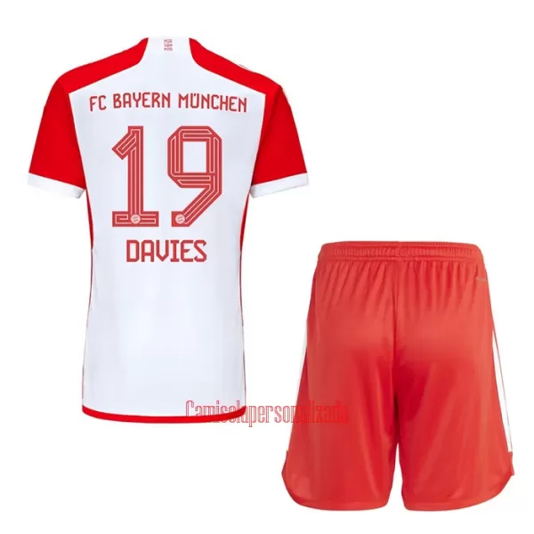 Camisolas Bayern de Munique Alphonso Davies 19 Criança Equipamento Principal 23/24