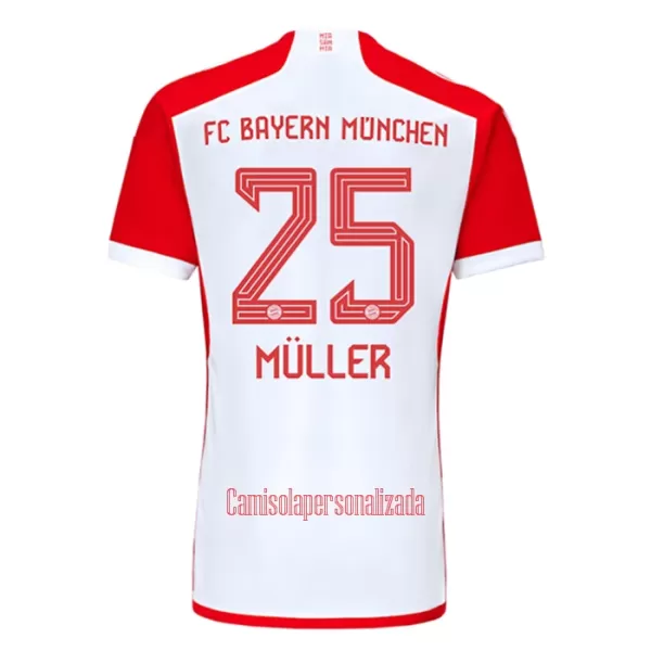 Camisolas FC Bayern de Munique Thomas Müller 25 Criança Equipamento Principal 23/24