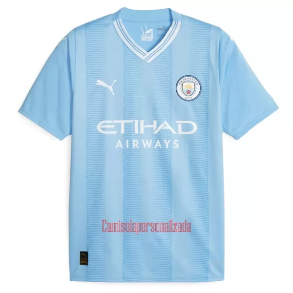 Camisolas Manchester City Champions of Europe Criança Equipamento Principal 23/24