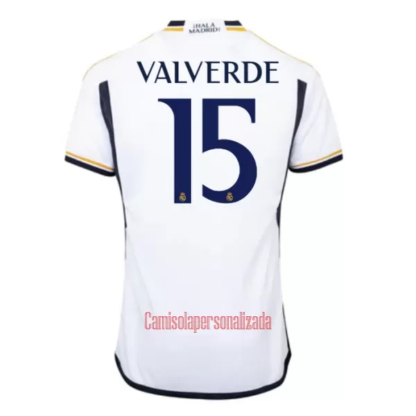 Camisolas Real Madrid Federico Valverde 15 Criança Equipamento Principal 23/24