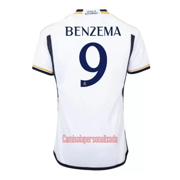 Camisolas Real Madrid Karim Benzema 9 Criança Equipamento Principal 23/24