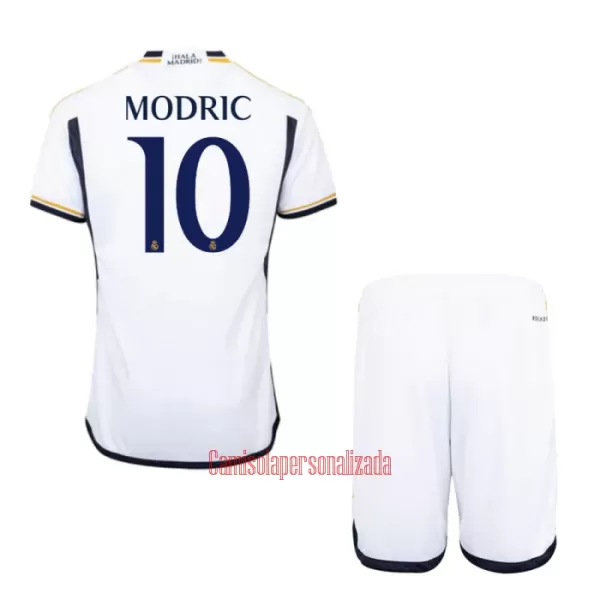 Camisolas Real Madrid Luka Modric 10 Criança Equipamento Principal 23/24