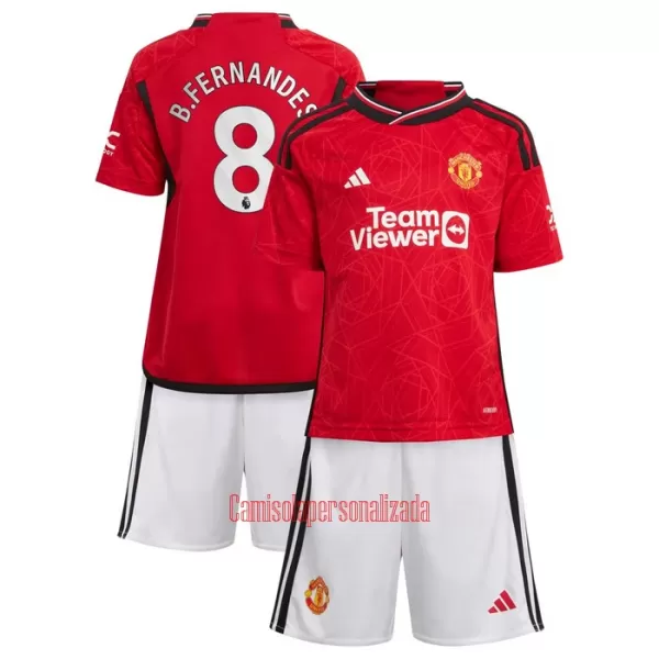 Camisolas Manchester United Bruno Fernandes 8 Criança Equipamento Principal 23/24