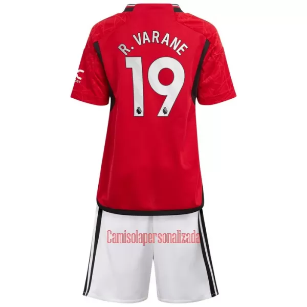 Camisolas Manchester United R. Varane 19 Criança Equipamento Principal 23/24