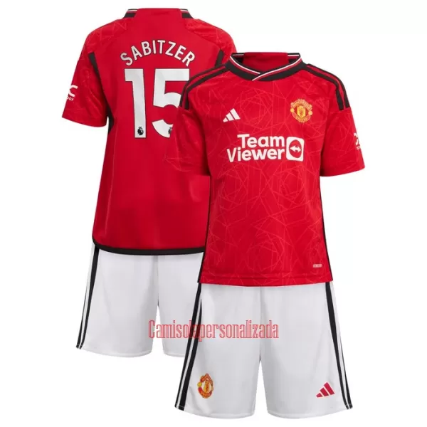 Camisolas Manchester United Sabitzer 15 Criança Equipamento Principal 23/24