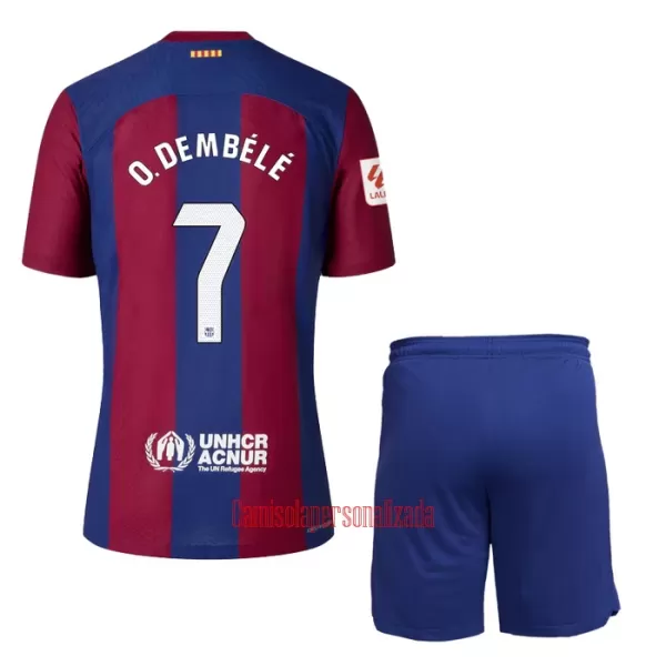 Camisolas FC Barcelona Ousmane Dembélé 7 Criança Equipamento Principal 23/24