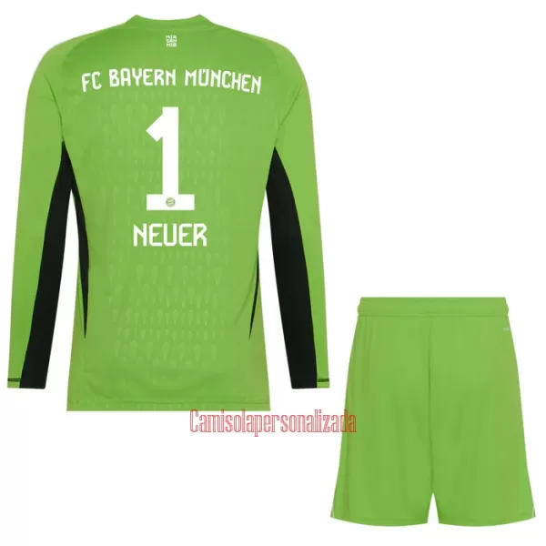 Camisolas Guarda Redes FC Bayern de Munique Manuel Neuer 1 Criança Equipamento Alternativo 23/24 Manga Comprida