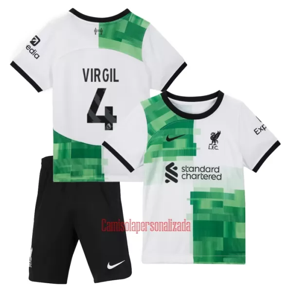 Camisolas Liverpool Virgil van Dijk 4 Criança Equipamento Alternativo 23/24