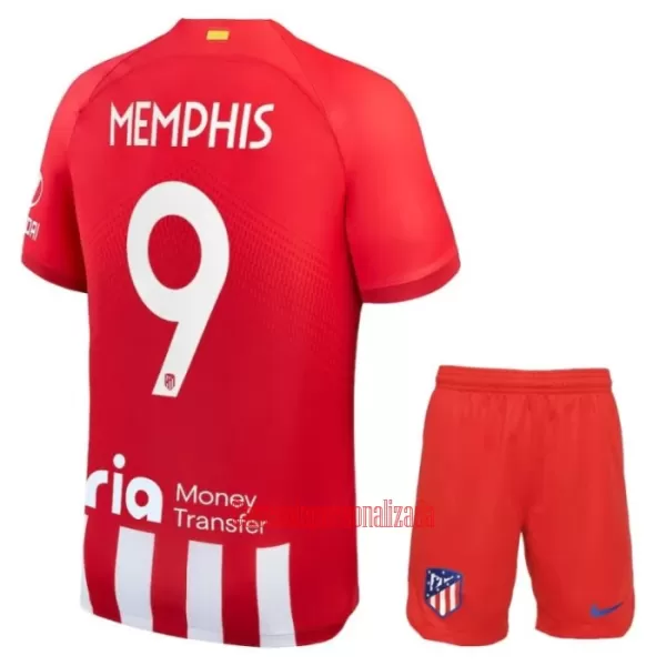 Camisolas Atlético Madrid Memphis 9 Criança Equipamento Principal 23/24