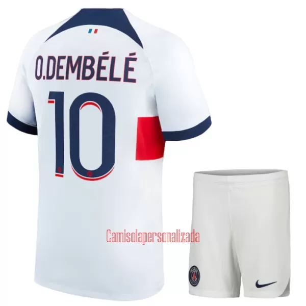 Camisolas Paris Saint-Germain Ousmane Dembélé 10 Criança Equipamento Alternativo 23/24