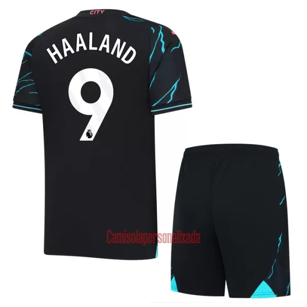 Camisolas Manchester City Erling Haaland 9 Criança Equipamento Terceiro 23/24