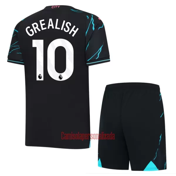 Camisolas Manchester City Jack Grealish 10 Criança Equipamento Terceiro 23/24