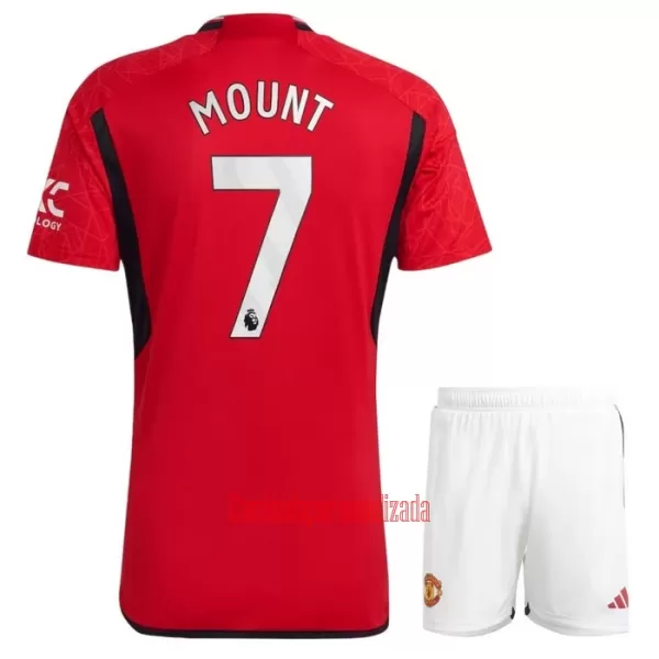 Camisolas Manchester United Mason Mount 7 Criança Equipamento Principal 23/24