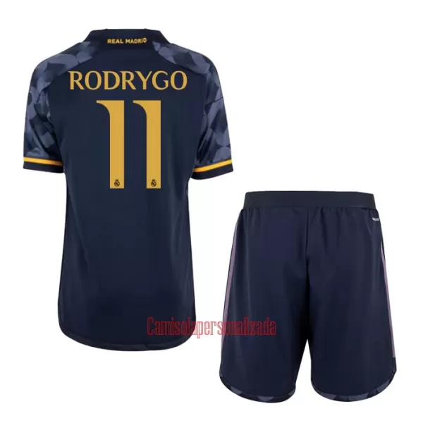 Camisolas Real Madrid Rodrygo Goes 11 Criança Equipamento Alternativo 23/24