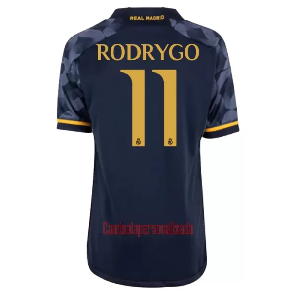 Camisolas Real Madrid Rodrygo Goes 11 Criança Equipamento Alternativo 23/24