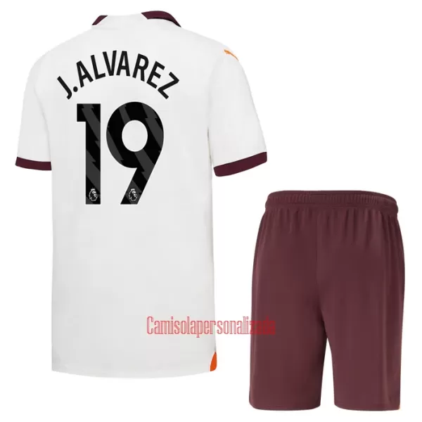 Camisolas Manchester City Julián Álvarez 19 Criança Equipamento Alternativo 23/24