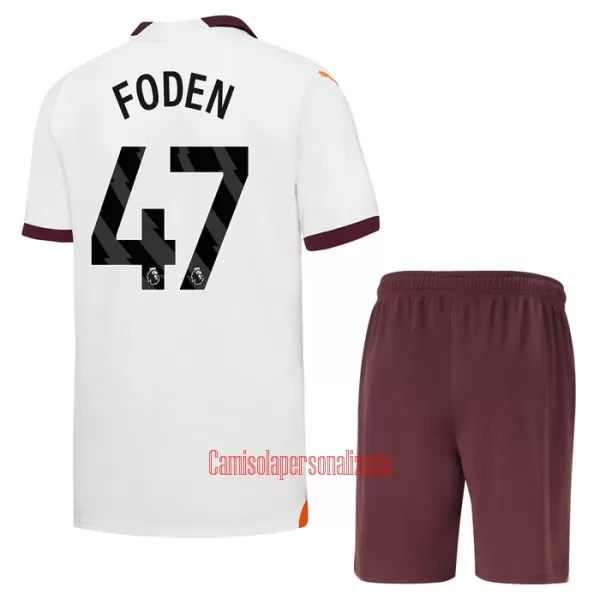 Camisolas Manchester City Phil Foden 47 Criança Equipamento Alternativo 23/24