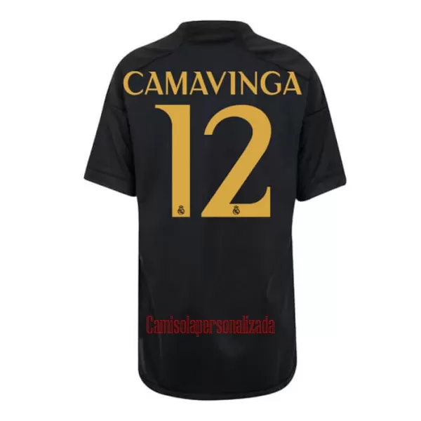 Camisolas Real Madrid Eduardo Camavinga 12 Criança Equipamento Terceiro 23/24