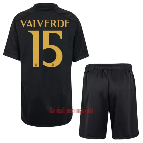 Camisolas Real Madrid Federico Valverde 15 Criança Equipamento Terceiro 23/24