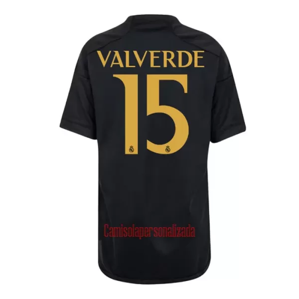 Camisolas Real Madrid Federico Valverde 15 Criança Equipamento Terceiro 23/24