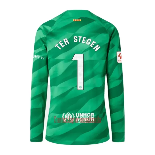 Camisolas Guarda Redes FC Barcelona Marc-André ter Stegen 1 Equipamento Principal 23/24 Manga Comprida