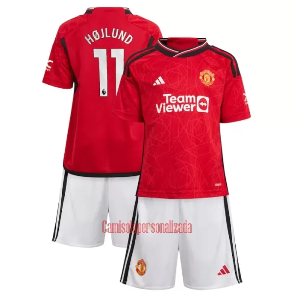 Camisolas Manchester United Rasmus Højlund 11 Criança Equipamento Principal 23/24