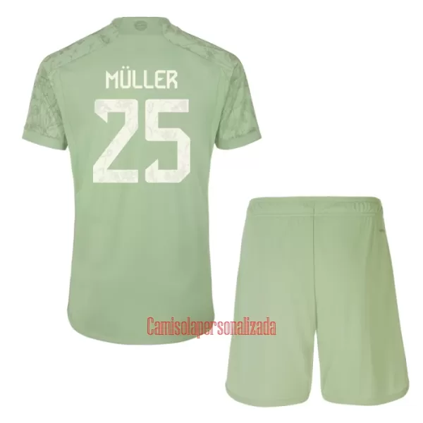 Camisolas FC Bayern de Munique Thomas Müller 25 Criança Equipamento Terceiro 23/24