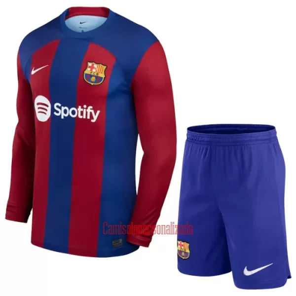 Camisolas FC Barcelona Criança Equipamento Principal 23/24 Manga Comprida