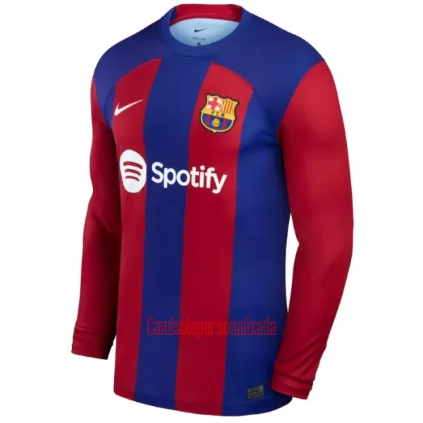 Camisolas FC Barcelona Gavi 6 Equipamento Principal 23/24 Manga Comprida