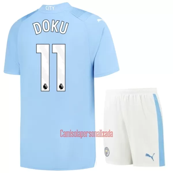 Camisolas Manchester City Jérémy Doku 11 Criança Equipamento Principal 23/24