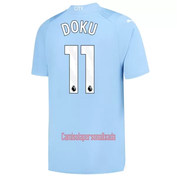 Camisolas Manchester City Jérémy Doku 11 Criança Equipamento Principal 23/24