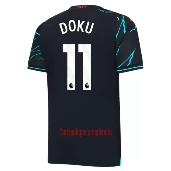 Camisolas Manchester City Jérémy Doku 11 Criança Equipamento Terceiro 23/24