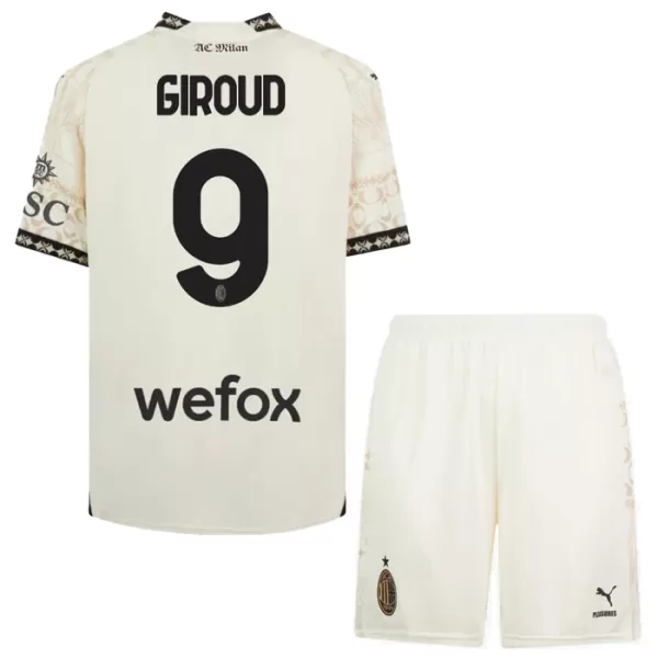 Camisolas AC Milan Olivier Giroud 9 Criança Equipamento 4ª 23/24 Branco