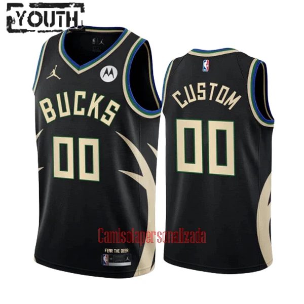 Camisolas Milwaukee Bucks Criança Statement Edition 23/24 Swingman Preto