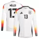 Camisolas Alemanha Thomas Müller 13 Equipamento Principal Euro 2024 Manga Comprida