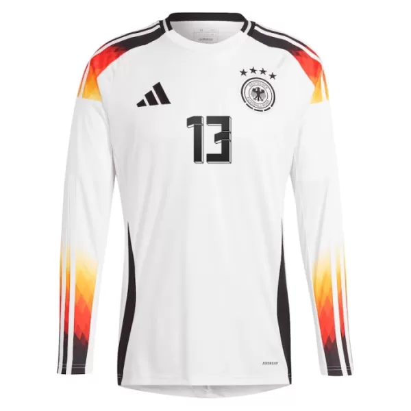 Camisolas Alemanha Thomas Müller 13 Equipamento Principal Euro 2024 Manga Comprida