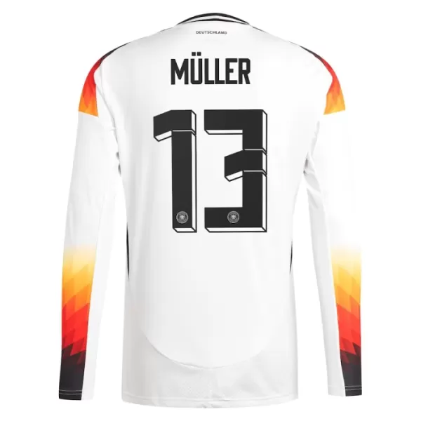 Camisolas Alemanha Thomas Müller 13 Equipamento Principal Euro 2024 Manga Comprida