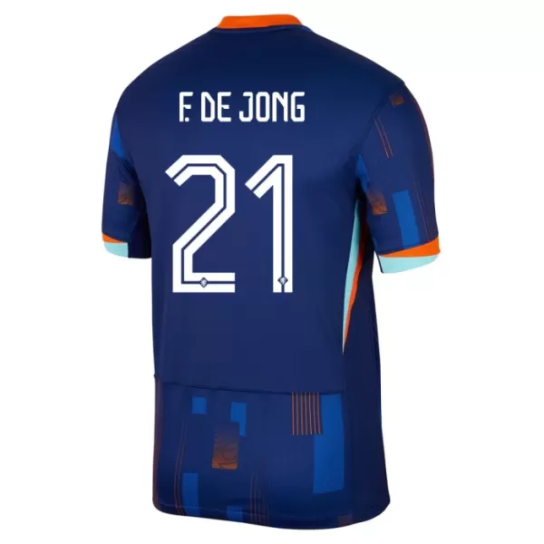 Camisolas Holanda Frenkie de Jong 21 Criança Equipamento Alternativo Euro 2024