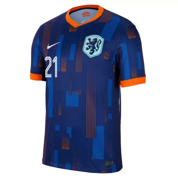 Camisolas Holanda Frenkie de Jong 21 Criança Equipamento Alternativo Euro 2024