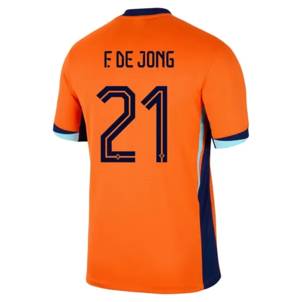 Camisolas Holanda Frenkie de Jong 21 Criança Equipamento Principal Euro 2024