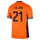 Camisolas Holanda Frenkie de Jong 21 Equipamento Principal Euro 2024