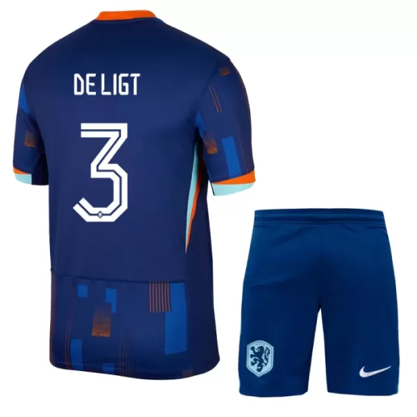 Camisolas Holanda Matthijs de Ligt 3 Criança Equipamento Alternativo Euro 2024