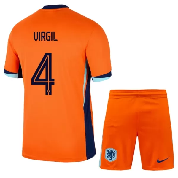 Camisolas Holanda Virgil van Dijk 4 Criança Equipamento Principal Euro 2024