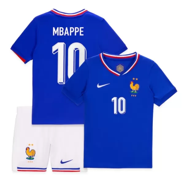 Camisolas França Kylian Mbappé 10 Criança Equipamento Principal Euro 2024