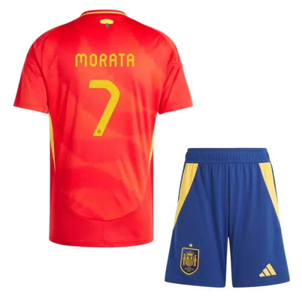 Camisolas Espanha Alvaro Morata 7 Criança Equipamento Principal Euro 2024