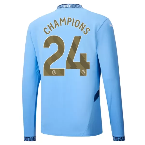 Camisolas Manchester City Champions 24 Equipamento Principal 24/25 Manga Comprida