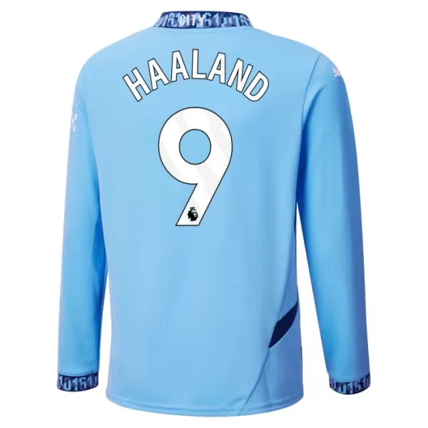 Camisolas Manchester City Erling Haaland 9 Equipamento Principal 24/25 Manga Comprida