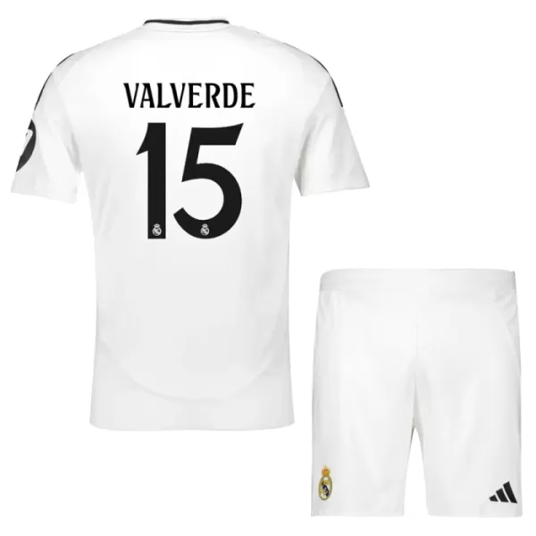 Camisolas Real Madrid Federico Valverde 15 Criança Equipamento Principal 24/25