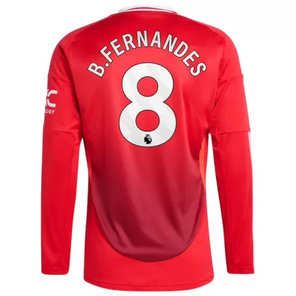 Camisolas Manchester United Bruno Fernandes 8 Equipamento Principal 24/25 Manga Comprida